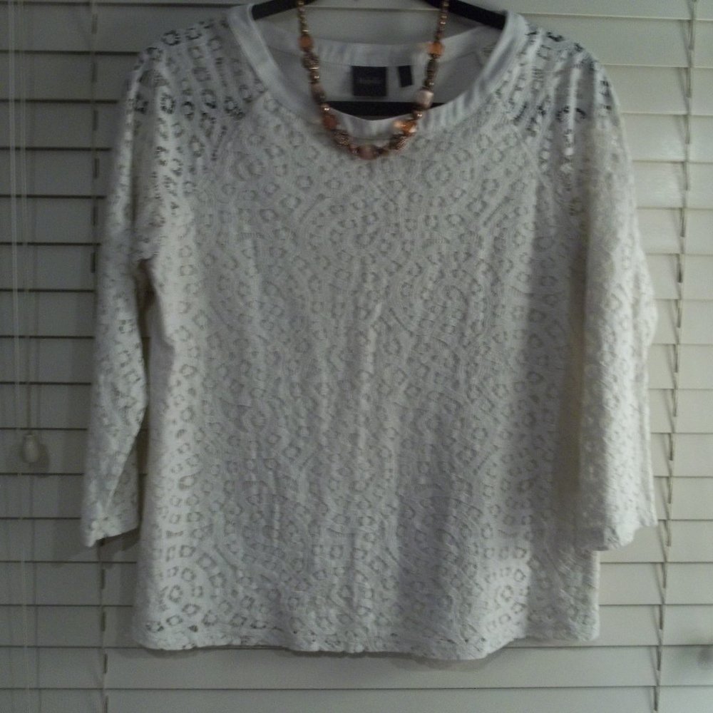 Rafaella  Off-White Lacy Blouse ** EUC **